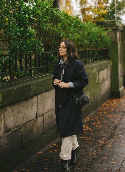 An afternoon in rainy Edinburgh | What Olivia Did Edinburgh Street Style, Rainy Edinburgh, Edinburgh Street, White Dungarees, Front Path, Beautiful Streets, We Fall In Love, New City, Dungarees