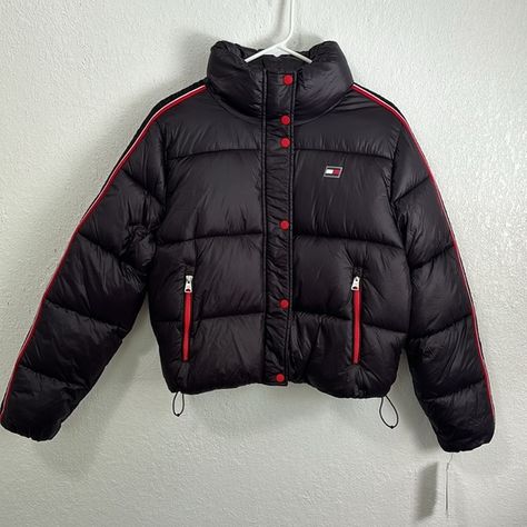 Black Tommy Hilfiger Puffer Jacket for Women size M Tommy Hilfiger Puffer Jacket, Tommy Hilfiger Jackets, Jacket For Women, Puffer Jacket, Black Red, Puffer, Tommy Hilfiger, Jackets For Women, Water Resistant