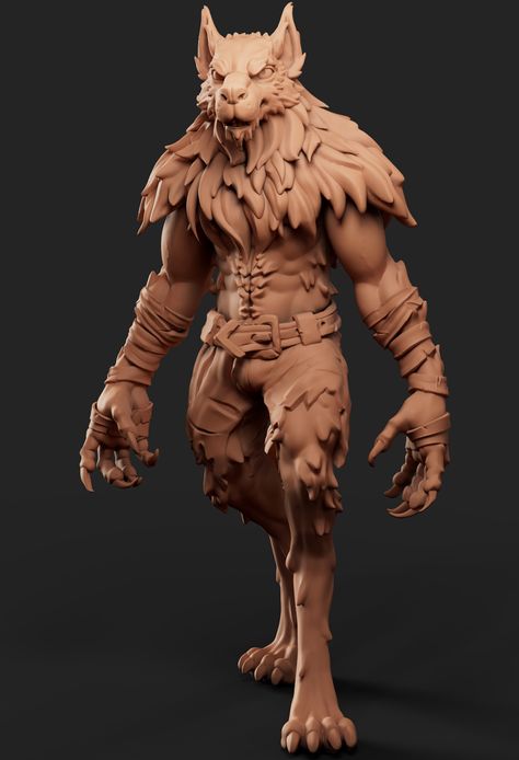 ArtStation - Werewolf - Highpoly Sculpt, Clemens Niklos Blender Character Modeling, Stylized Character, Character Modeling, Creature Art, Zbrush, 3d Art, Dungeons And Dragons, Jaguar, Greek Statue