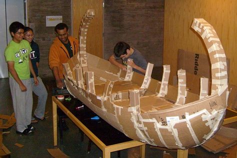 Cardboard Viking Ship Template, Cardboard Boat Regatta, Cardboard Shipwreck, Pirate Boat Diy Cardboard Boxes, Viking Longboat Template, Cardboard Boat Race, Cardboard Boat, Geeky Craft, Viking Ship