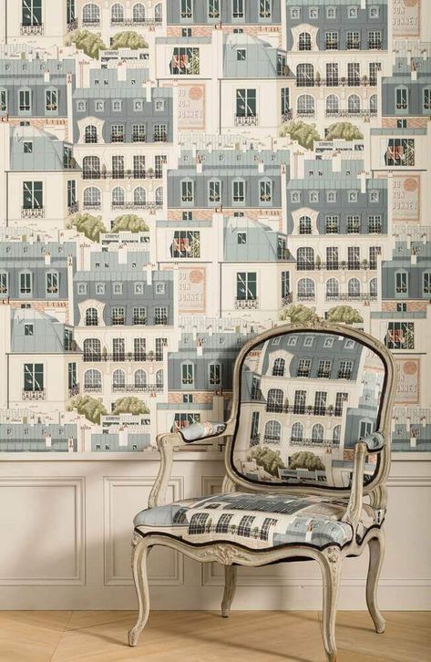 Parisian Architecture, Paris Wallpaper, French Toile, Toile Fabric, Paris Design, Design Del Prodotto, Designers Guild, French Design, Feature Wall