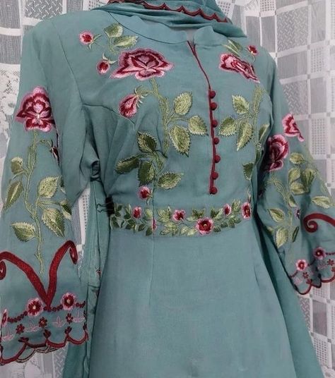 Embroideryy suit .. Can be customized in any color .. DM us for orders and more info Simple Suit Designs, Embroidery Suits Punjabi, Stylish Kurtis Design, Embroidery Fashion Detail, Suit Salwar, Embroidery Boutique, Trendy Suits, Advanced Embroidery, Latest Dress Design