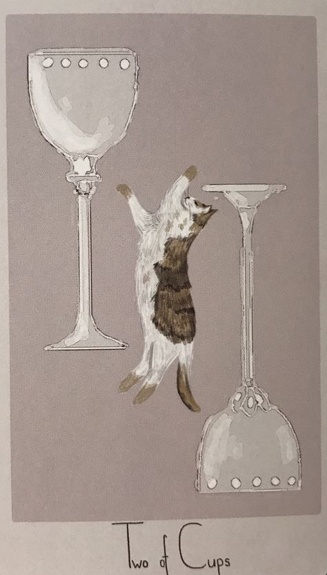 Featured Card of the Day - 2 of Cups - Considerate Cat Tarot by Madeleine Illustration 2 Of Cups, Tarot By Cecelia, Two Of Cups, Ancient Alphabets, Tarot Card Tattoo, The Lovers Tarot Card, Cups Tarot, Easy Spells, The Lovers Tarot