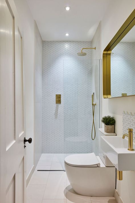 Downstairs Toilet With Shower Ideas, Downstairs Toilet And Shower Ideas, Cloakroom Shower Room, Small Loft Shower Room, Cloakroom With Shower Ideas, Tiny En Suite Ideas, Narrow Shower Room, Narrow Ensuite, Downstairs Shower Room