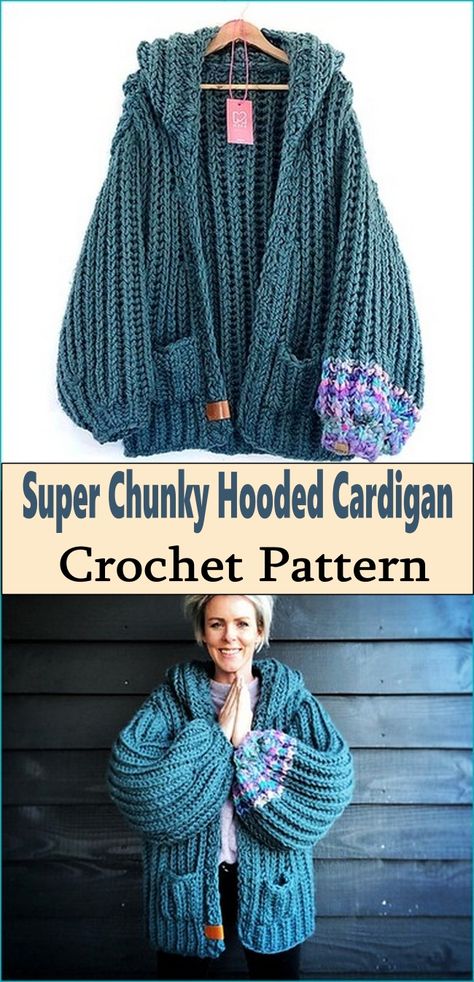 Hoodie Cardigan Crochet Pattern, Hooded Chunky Cardigan Pattern, Crochet Hoodie Cardigan, Crochet Jacket With Hood, Cardigan Crochet Pattern Free Women, Round Cardigan Crochet Pattern, Crochet Chunky Hoodie, Crochet Clothes Sweaters & Cardigans, Baggy Crochet Cardigan