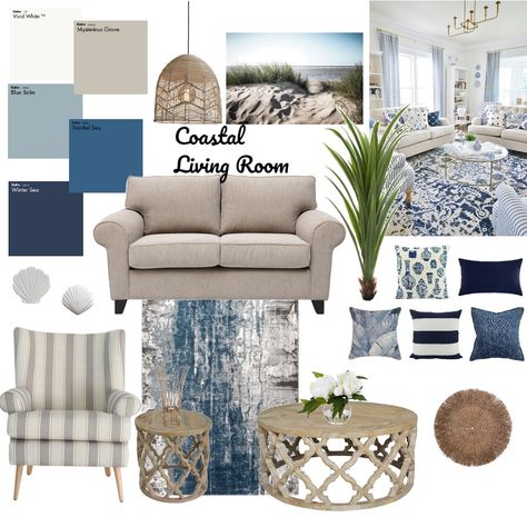 Nautical Mood Board, Beach Moodboard, French Country Blue, North Berwick, Design Mood Board, Living Room Wall Units, Coastal Interior, Coastal Interiors Design, Lounge Ideas