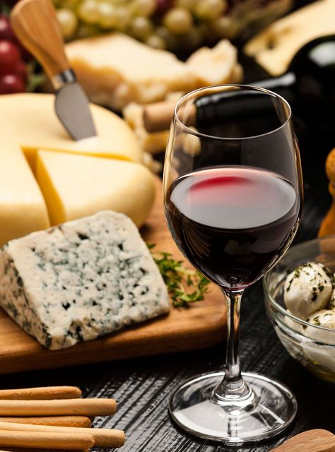 There's Actually A Reason That Wine Tastes Better With Cheese+#refinery29 Red Wine Dishes, Red Wine And Cheese, Red Wine Cheese Board, Red Wine Cheese, French Wine And Cheese Aesthetic, Wine And Cheese Night Aesthetic, Wine Cheese, Wine Tasting, Red Wine