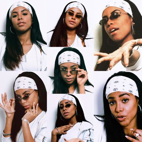 Salifu Idriss Photoshoot Aaliyah White Bandana Outfit, Aaliyah Inspired Photoshoot, Aaliyah Themed Photoshoot, Y2k Bandana Outfit, 90s Fashion Bandana, Aaliyah Photoshoot Ideas, 2000s Bandana Hair, Aaliyah Outfits 90s Costume, Aaliyah Aesthetic Outfit