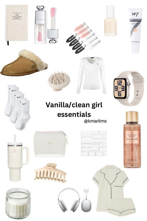 Clean girl essentials: gift ideas for loved ones based on clean girl asethetic. Clean Girl Essentials List, Ckean Girl Asthetic, Clean Girl Aesthetic Essentials, Clean Girl Gift Ideas, Clean Girl Accessories, Clean Girl Wishlist, That Girl Essentials, Visco Aesthetic, Clean Girl Products