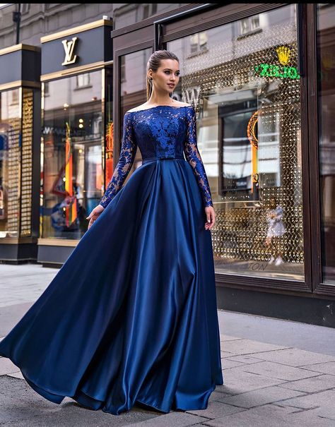 Royal Blue Evening Gown, Lace Evening Dress Long, Blue Wedding Guest Dresses, Satin Evening Gown, Blue Evening Gowns, Elegant Cocktail Dress, Gold Bridesmaid Dresses, Long Train Wedding Dress, Fantasy Dresses