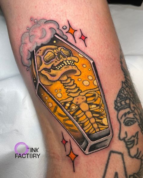 Neo-Trad Artist Fausto working his magic with this piece Done by @fausto_aranos at #TheInkFactory , contact the team via DM or email us at hello@theinkfactory.ie #Dublin #Ireland #Tattooing #Tattoo #Ink #Inked #Beer #BeerTattoo #TattooIdea #CoffinTattoo #BestofTattooing #TattooIdeas Potion Tattoo, Lantern Tattoo Design, Harry Potter Tattoo Sleeve, Tattoo Dublin, Beer Tattoos, Harry Tattoos, Hp Tattoo, Lantern Tattoo, Polyjuice Potion