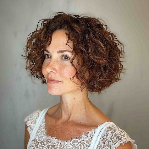 Carrie Bradshaw Bob Short Hair, Angled Bob Hairstyles Curly, Wavy Inverted Bob Hairstyles, Chin Length Curly Bob Hairstyles, Curly Layered Bob Mid Length, Short Curly Hair Bob Natural Curls, Layered Curly Bob, Fine Curly Hair Cuts, Curly Angled Bobs