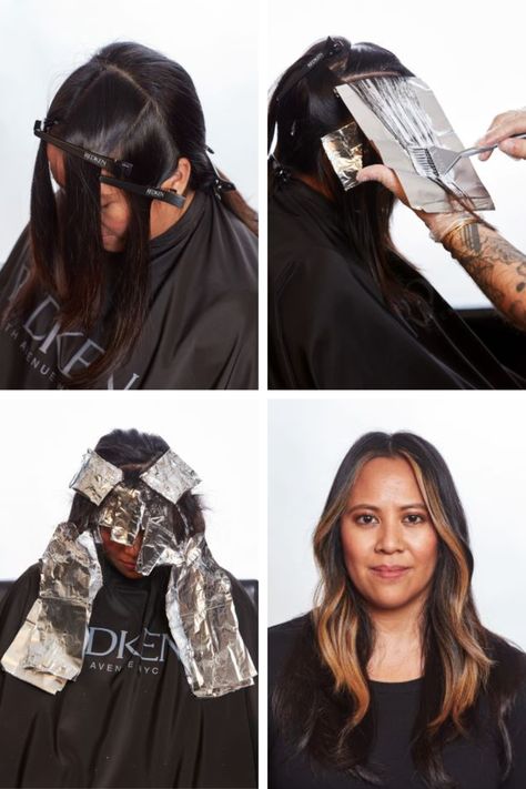 Diy Face Framing Highlights, Face Framing Foils, Face Frame Balayage, Highlights Around Face, Face Frame Highlights, Highlight Tutorial, Cap Highlights, Face Framing Hair, Diy Highlights