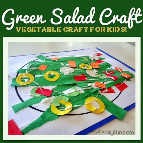 Green Salad Craft. Fun way to talk about eating healthy with kids! Salad Craft, Preschool Healthy Eating, Food Crafts For Kids, Healthy Food Activities, Vegetable Crafts, Body Preschool, Nutrition Activities, Healthy Bodies, Food Activities