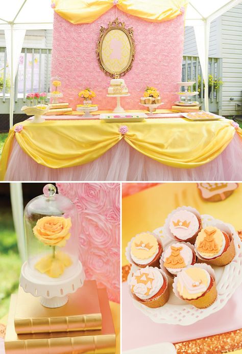 Belle Inspired Princess Tea Party Birthday {Be Our Guest!} // Hostess with the Mostess® Princess Belle Party, Princess Tea Party Birthday, Belle Birthday Party, Beauty And Beast Birthday, Disney Parties, Belle Birthday, Disney Princess Birthday Party, Beauty And The Beast Party, Princess Tea Party