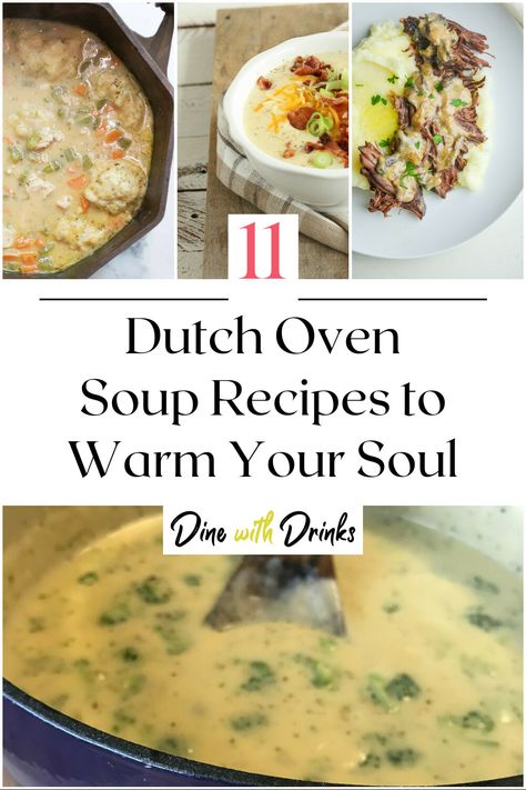 Collage of 4 dutch oven soup recipes. Dutch Oven Soup Recipes, Beef Stew Recipe Oven, Dutch Oven Soup, Oven Beef Stew, Chicken Coconut Soup, Dutch Oven Chicken, Best Fish Recipes, Best Dutch Oven, Dutch Oven Recipes