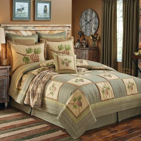 Pine Cone Lodge Quilt Collection Rustic Bedding Sets, Forest Quilt, Black Forest Decor, Wilderness Lodge, Park Designs, Rustic Bedding, Queen Comforter, King Quilt, Queen Quilt