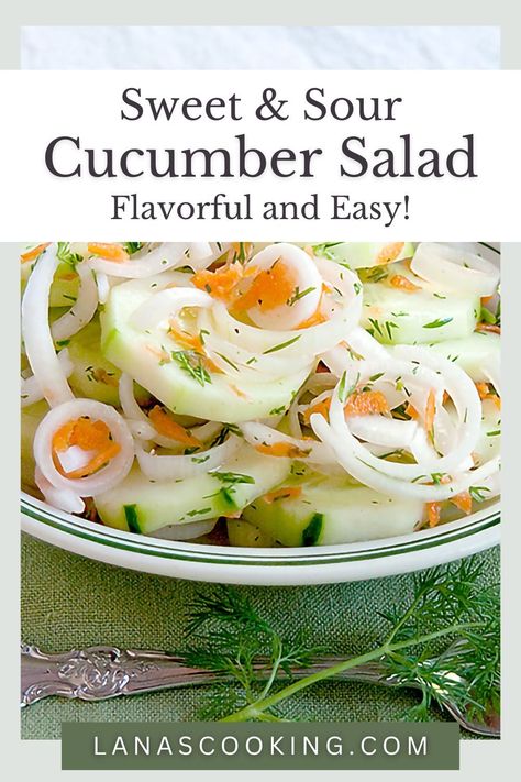 Looking for a refreshing and tangy salad? Try this Sweet and Sour Cucumber Salad recipe with Vidalia onions for a burst of flavor in every bite! Sweet Cucumber And Onion Salad, Sweet And Sour Cucumber Salad, Cucumber Onion Salad Vinegar, Sour Cucumber Salad, Cucmber Salad, Cucumber And Onion Salad, Onion Salad Recipe, Salad Options, Pickled Vegetables Recipe