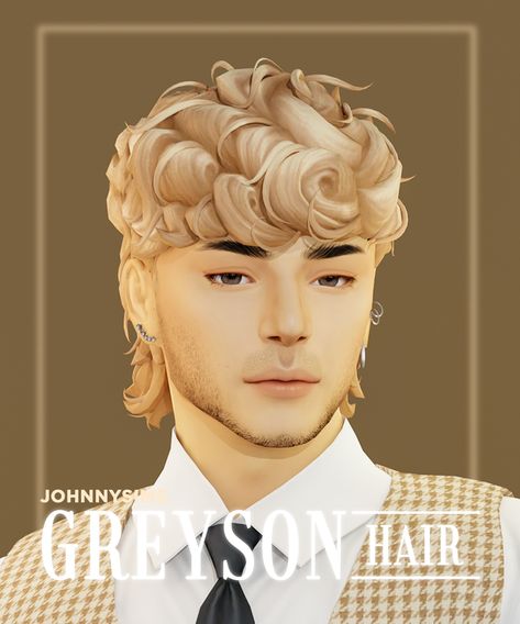 Sims 4 Cc Hair Johnnysims, Sims 4 Johnnysims, Johnnysims Cc, Johnnysims Hair, Sims 4 Curly Mullet, Ts4cc Hair, Sims 4 Curly Hair, Sims 4 Hair Male, Mod Hair