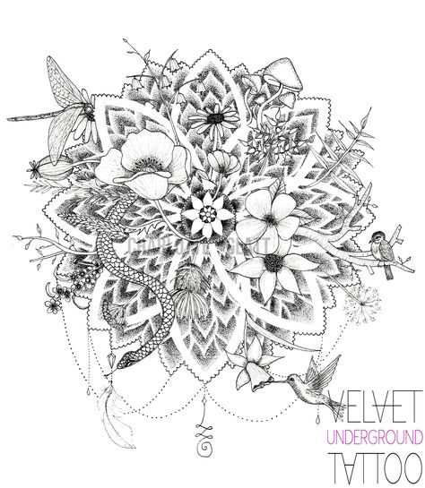 Mandala And Nature Tattoo, Earth Mandala Tattoo, Mandela And Flower Tattoo Sleeve, Female Nature Tattoos, Mandala Nature Tattoo, Geometric Nature Tattoo Design, Nature Mandala Tattoo, Nature Mandala Drawing, Mandala Animal Tattoo