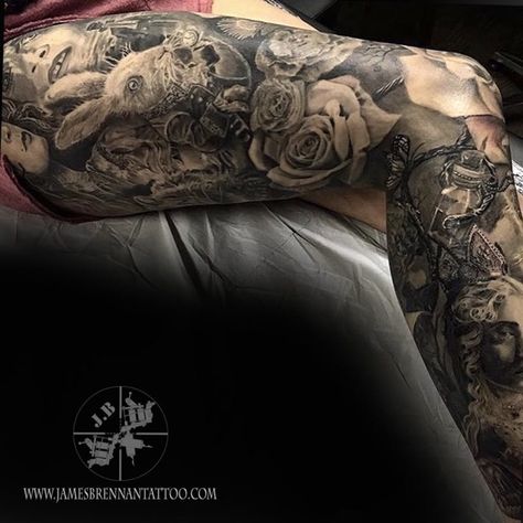 Alice in wonderland leg sleeve #jamesbrennan Alice In Wonderland Leg Tattoo, Alice In Wonderland Sleeve Tattoo, Dark Alice In Wonderland Tattoo Ideas, Wonderland Tattoo Sleeve, Alice In Wonderland Sleeve, Alice In Wonderland Tattoo Sleeve, Tim Burton Tattoo, Alice And Wonderland Tattoos, Dark Alice In Wonderland