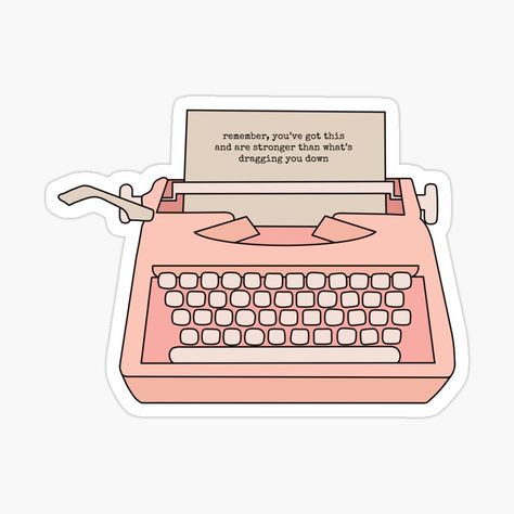 Typewriter Coloring Page, Typewriter Illustration, Pastel Typewriter, Writer Stickers, Typewriter Sticker, Typewriter, Print Stickers, Cute Stickers, Projects To Try