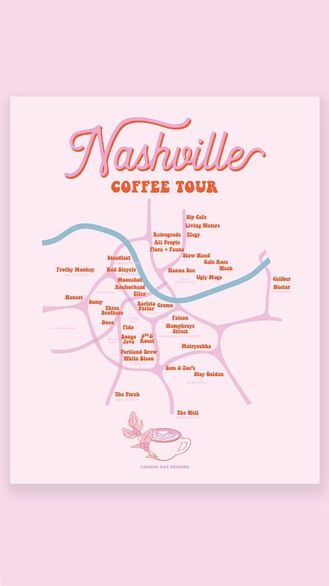 Nashville Design, Nashville Tennessee Decor, Nashville Graphic Design, Nashville Tennessee Map, Nashville Neighborhoods Map, Nashville Illustrated Map, White Bison, Nashville Map, Tennessee Map