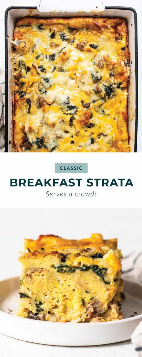 Sausage Strata Overnight, Strada Recipe Breakfast, Breakfast Strata Overnight, Sausage Strata, Breakfast Fritatta, Ground Breakfast Sausage, Brunch Casseroles, Strata Recipes Breakfast, Breakfast Egg Bake