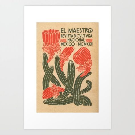 Buy El Maestro Poster Mexican Culture Exhibition Print with Cactus Art Print by ArtVintagge199X. Worldwide shipping available at Society6.com. Just one of millions of high quality products available. Mexican Poster, Latin Decor, Vintage Floral Wall Art, Mexican Vintage, Mexican Artwork, Cactus Poster, Cactus Art Print, Vintage Cactus, Retro Kunst