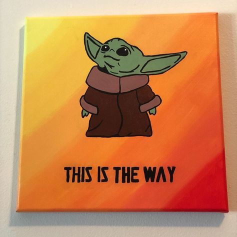 Elle Miller on Instagram: “Made another version of this baby yoda painting since my last one sold so quickly. This one is a little bigger and is 12”x12”x1”. Finally…” Yoda Painting Easy, Yoda Canvas Painting, Grogu Painting, Baby Yoda Painting, Yoda Painting, Star Wars Canvas Painting, Yoda Canvas, Yoda Poster, Yoda Art