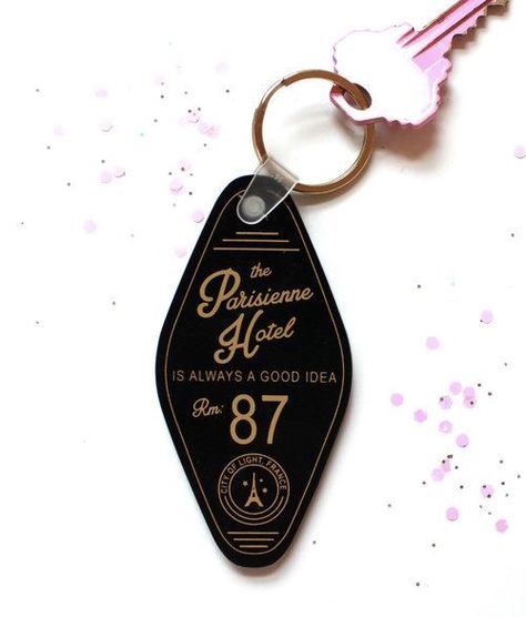 Olympia Manet, Vintage Keychains, Retro Hotel, Hotel Keychain, Paris Hotel, Family Monogram, Paris Hotels, Gold Ink, 로고 디자인