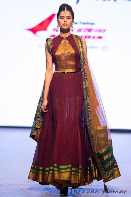 Saree Reuse, Fashion Week Dresses, Sari Dress, Long Gown Dress, Half Saree Designs, Long Dress Design, Indian Gowns Dresses, Indian Gowns, Fashion Design Dress