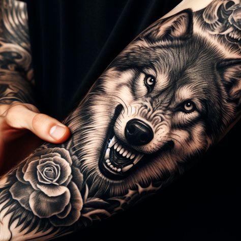 Fierce and loyal, wolf tattoos symbolize strength and protection. Discover designs that resonate with your inner guardian #ai #tattoo #tattoo_for_woman #tattoo_ideas #tattoo_for_man Tattoos For Strength, Tattoo Full Back, Wolf Tattoos For Men, Girl Thigh Tattoos, Wolf Tattoos Men, Woman Tattoo, Strength Tattoo, Geometric Tattoo Design, Back Tattoos For Guys