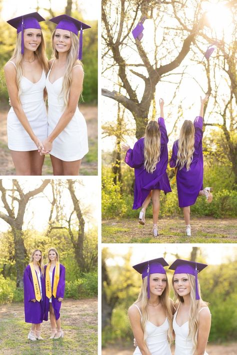 Twins Senior Pictures, Cap And Gown Photo Ideas, Twin Senior Pictures, Cap And Gown Senior Pictures, Cap And Gown Photos, Cap And Gown Pictures, Twin Pictures, Senior Photoshoot Poses, Sisters Photoshoot Poses