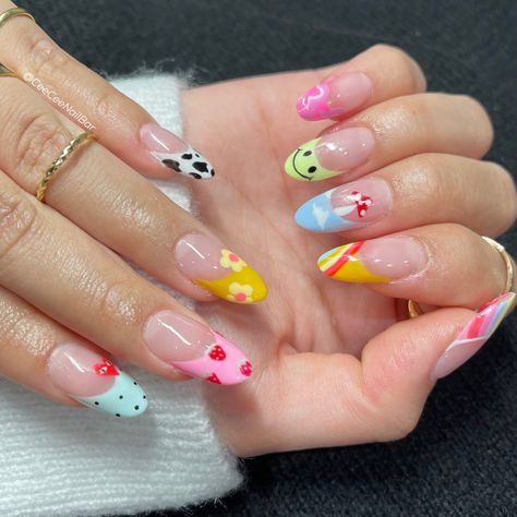 Hippie Nails, Colorful Nail, Soft Nails, Kawaii Nails, Short Acrylic Nails Designs, Fire Nails, Funky Nails, Pretty Acrylic Nails, Nails Short