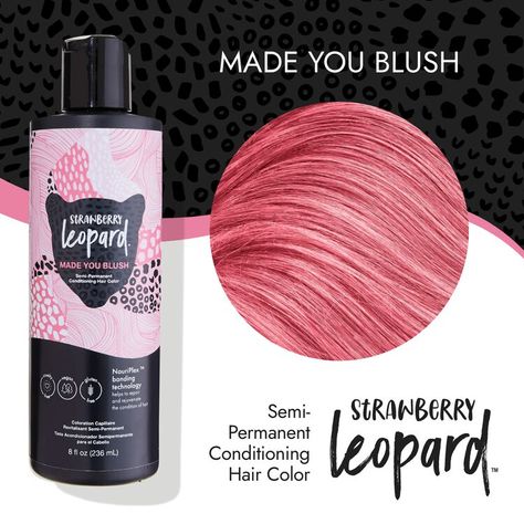 Strawberry Leopard Made You Blush Semi Permanent Conditioning Hair Color | Semi Permanent Hair Color | Sally Beauty Golden Copper Hair Color, Strawberry Hair Color, Strawberry Leopard, Dusty Rose Hair, Hair Color Swatches, Hair Dye Brands, Vibrant Hair Color, Color Cobrizo, Hair Color Orange