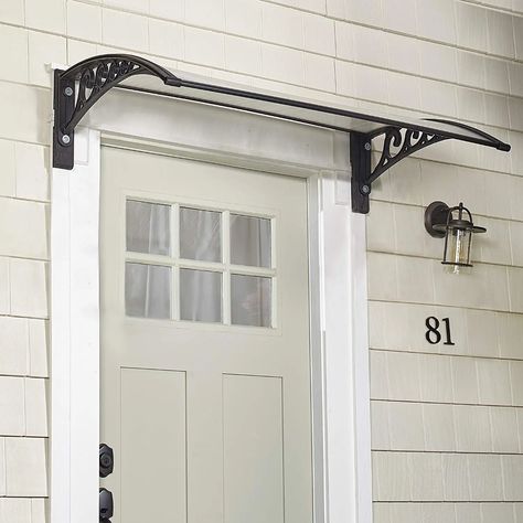 Amazon.com : The Lakeside Collection Window Awning Or Front Door Canopy - Snow and Rain Blocker - Black : Patio, Lawn & Garden Awning Over Door, Front Door Canopy, House Awnings, Door Awning, Shade Ideas, Window Awning, Ranch House Exterior, Lakefront Living, Canopy Shelter