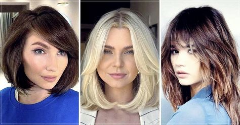 Bubble Bob, Haircuts To Try, Shoulder Length Layered, Classic Bob, Curly Haircuts, Short Bangs, Midlength Haircuts, Long Faces, Anything Goes