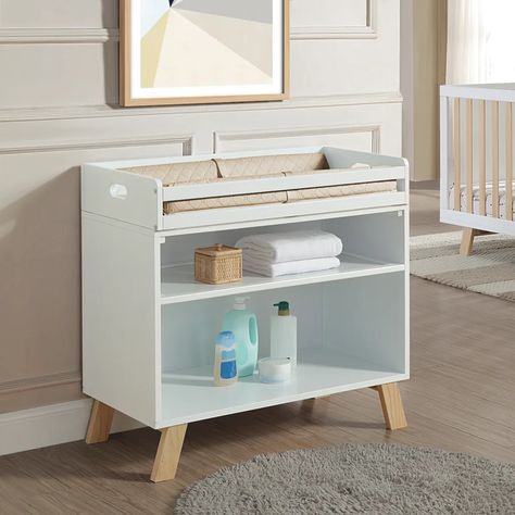 Suite Bebe Livia Changing Table | Wayfair Nursery Changing Table, Baby Table, Shelves For Storage, Diaper Changing Station, Solid Wood Design, Baby Changing Table, Space Nursery, Wood Care, Fabric Bins