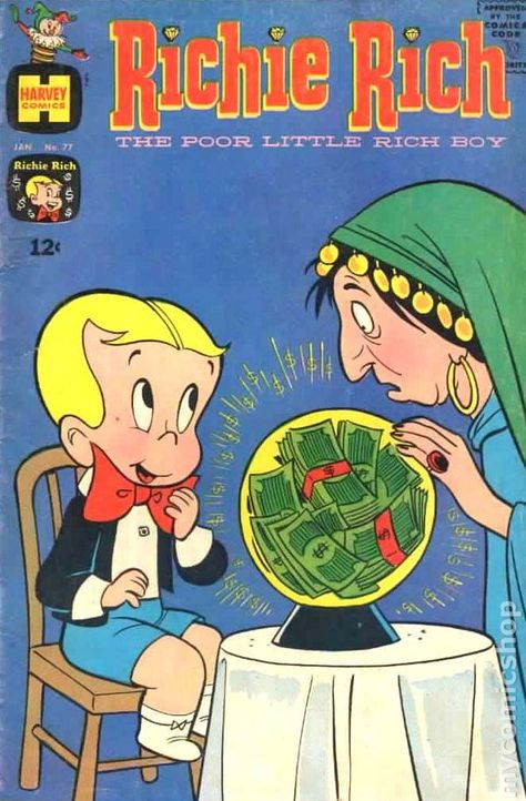 Richie Rich Comics, Harvey Comics, Rich Art, Richie Rich, Vintage Poster Design, Cartoon Books, Old Comics, Vintage Comic Books, American Comics