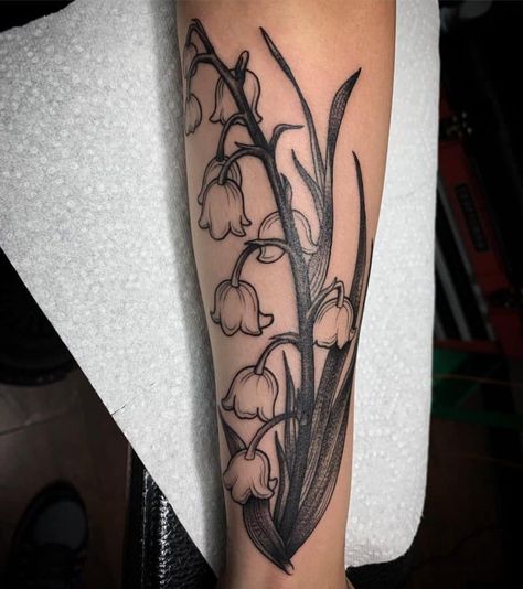 Top 37 Lily of the Valley Tattoo Ideas - [2020 Inspiration Guide] Lily Of The Valley Tattoo, Water Lily Tattoos, Valley Tattoo, Western Tattoos, Back Of Shoulder Tattoo, Lily Of The Valley Flowers, Lily Tattoo, Modern Tattoos, Tattoo Cover-up