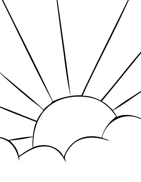 Sun Coloring Pages, Logo Moodboard, Clouds Sunrise, Fish Outline, Sunrise Colors, Coloring Page Ideas, Easy Coloring Pages, Coloring Pages Printable, Page Ideas