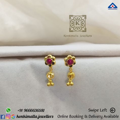 #KJ_G562 Net Weight: up to 1 grams Item : Baby Hangings (కుట్టు కాడలు) Fb, Insta, Pinterest: @konkimalla.jewellers 2 Grams Gold Earrings, Earrings For Baby Girl, 2 Grams Gold Earrings Designs, Fashion Jewelry Necklaces Gold, Gold Earrings For Kids, Ear Tops, Pooja Items, Gold Jewels Design