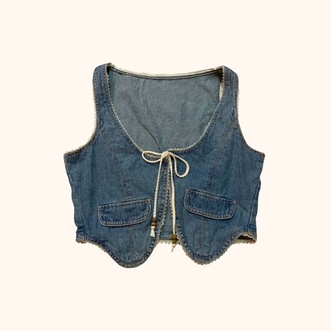 Denim Vest Diy, Jeans Thrift Flip, Vest Png, Jeans Thrift, Vintage Denim Vest, Diy Wardrobe, Sewing Projects Clothes, Outfit Png, Rodeo Outfits