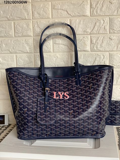 Navy Blue Goyard Bag, Navy Goyard Tote, Navy Blue Goyard, Goyard Tote Aesthetic, Goyard Tote Monogram, Pink Goyard Tote, Blue Goyard Tote, Pant Aesthetic, Bag Goyard