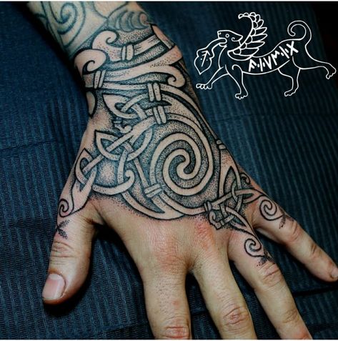 Celtic Hand Tattoos, Celtic Hand Tattoo, Viking Hand Tattoo, Hand Tattoo Images, Chest Workout For Men, Celtic Knot Tattoo, Dragon Sleeve, Vikings Tattoo, Rune Tattoo