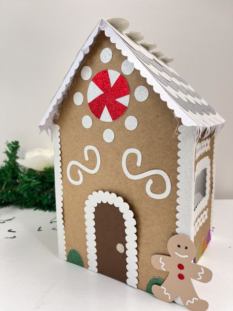 Free 3D Gingerbread House SVG File for Cricut | Christmas DIY Gingerbread House Svg, 3d Gingerbread House, 3d Gingerbread, Free Svg Downloads, Cricut Christmas, Svg Downloads, Holiday Sparkle, Glue Crafts, Christmas House