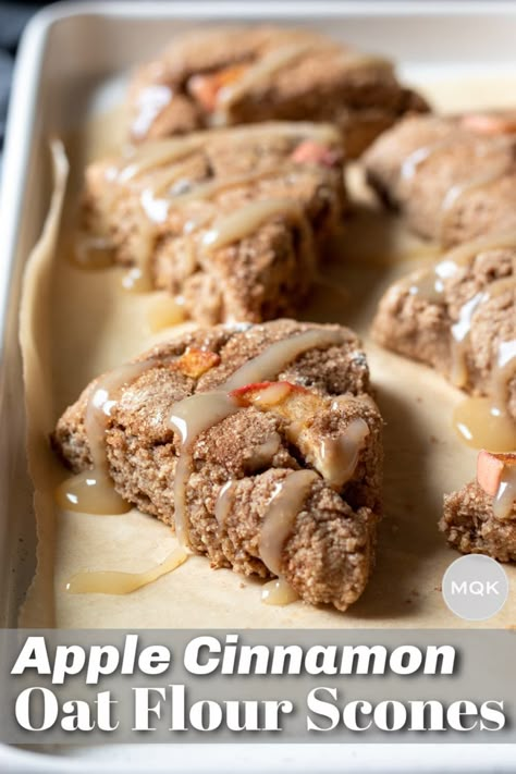 Oat Flour Apple Bread, Oat Flour Scones Recipe, Oat Flour Scones, Oat Scones Recipe, Traditional Scones, Apple Cinnamon Scones, Scones Vegan, Healthy Scones, Oat Scones