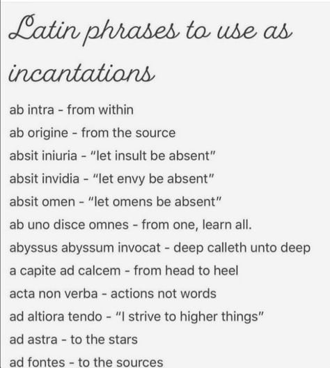 Latin Spells, Spells That Actually Work, Latin Quotes, Latin Language, Latin Phrases, Uncommon Words, Witchcraft Spell Books, Writing Inspiration Prompts, Character Quotes