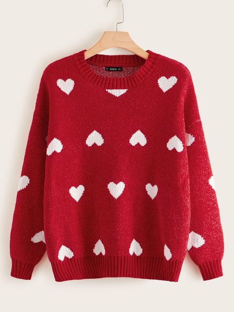 Heart Knit Sweater, Heart Clothes, Heart Sweater, Cute Sweater, Plus Size Sweaters, Sweaters Crewneck, Cute Sweaters, Knitted Pullover Sweaters, Knit Jumper